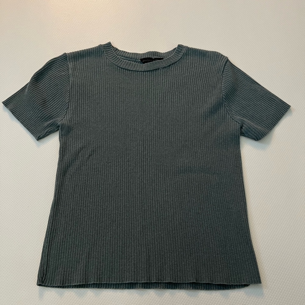 Green Ribbed T-Shirt